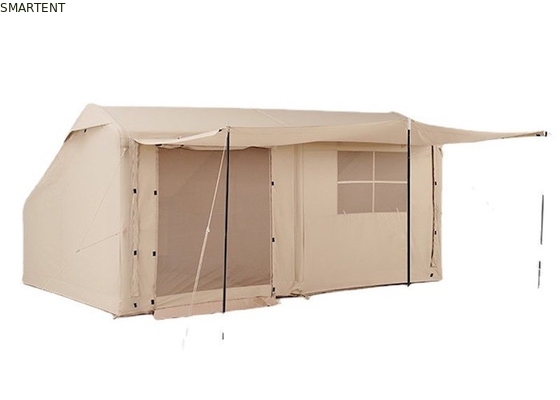 Εξωτερικές σκηνές κατασκήνωσης 410*270*200CM Αδιάβροχες Μπεζ βαμβακερές φουσκωτές σκηνές για 3-4 άτομα Forest Hut Style Ελαφρύ και ανθεκτικό για περιπέτειες στο εξωτερικό προμηθευτής