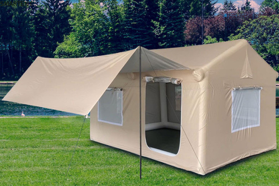 Εξωτερικές σκηνές κατασκήνωσης 410*270*200CM Αδιάβροχες Μπεζ βαμβακερές φουσκωτές σκηνές για 3-4 άτομα Forest Hut Style Ελαφρύ και ανθεκτικό για περιπέτειες στο εξωτερικό προμηθευτής