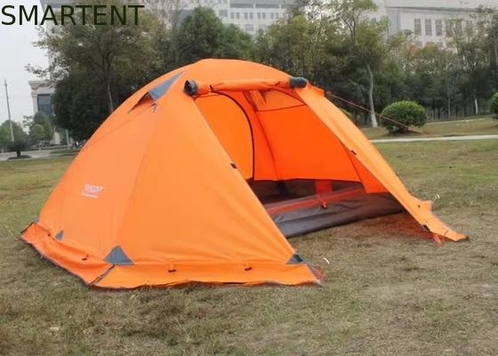 2 άτομα Πορτοκαλί PU3000MM Καλυμμένο με πλαίσια πολυεστέρα αλουμινίου 210T Ανερόστεγη σκηνή αναδυόμενη με τσάντα μεταφοράς προμηθευτής