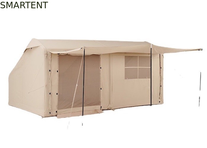 Εξωτερικές σκηνές κατασκήνωσης 410*270*200CM Αδιάβροχες Μπεζ βαμβακερές φουσκωτές σκηνές για 3-4 άτομα Forest Hut Style Ελαφρύ και ανθεκτικό για περιπέτειες στο εξωτερικό προμηθευτής
