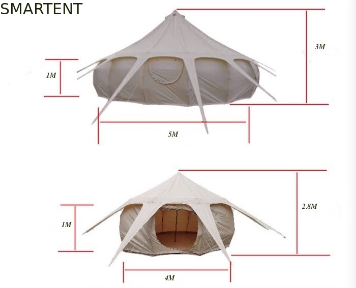 300*300*200CM 5M 280GSM Beige Υδροφθαλμικά επικαλυμμένο βαμβάκι Lotus Design Glamping Εξωτερική σκηνή κατασκήνωσης προμηθευτής